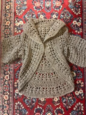 Handmade Crochet Cocoon Shrug – Chunky Open-Stitch Draped Cardigan